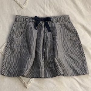 J. Crew Blue and white stripe pull-on linen skirt XS